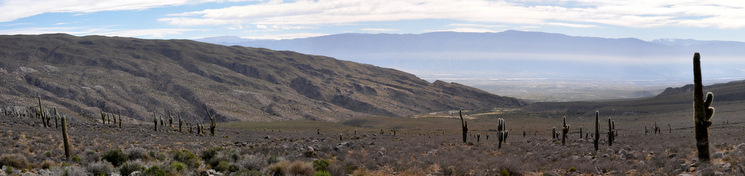 Panorama of Amaicha del Valle while going down from El Infiernillo pass